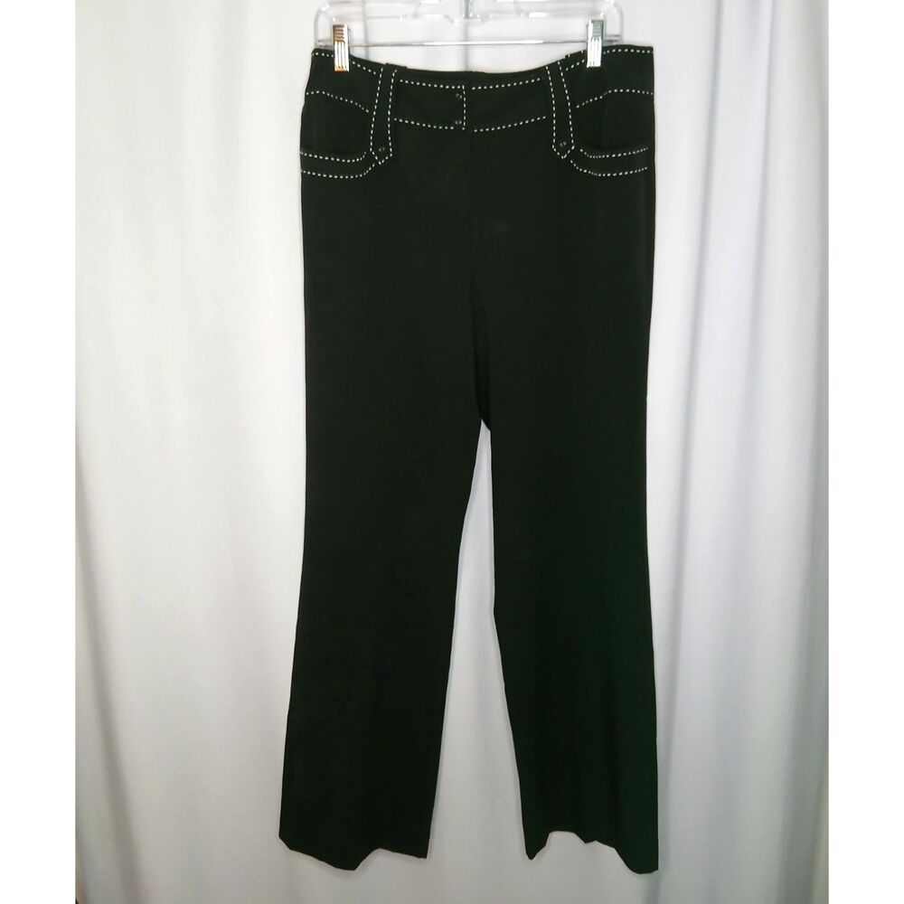 Essentials by ABS Straight Leg Dress Pants Black Contrast Stitching Womens 10